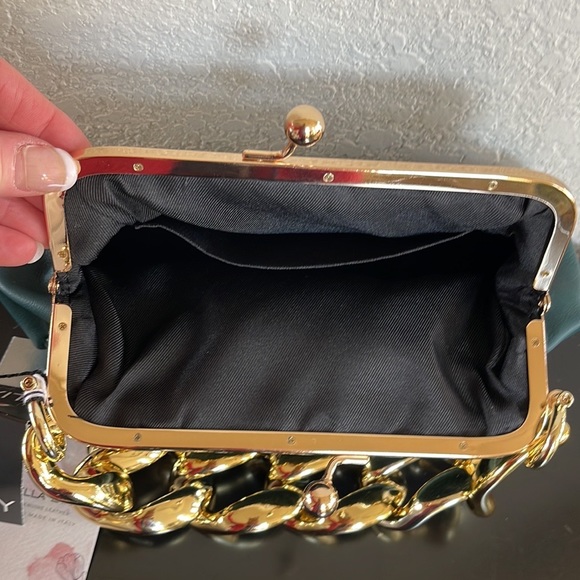 NWT Stella Bianca Italian Woven Leather Clutch Bag in Teal. - Picture 4 of 6